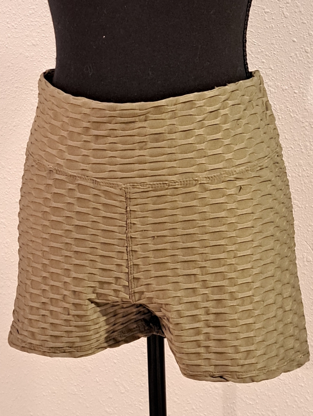 Textured High-Rise Olive Bike Shorts — Women's Active Shorts